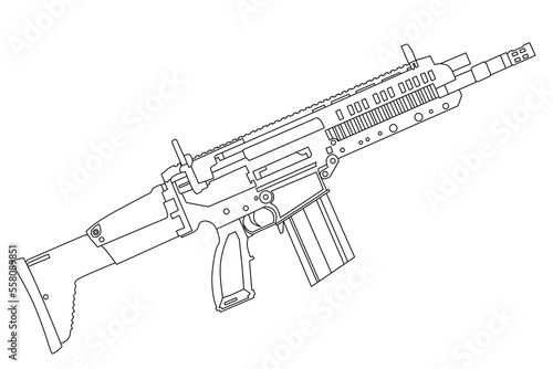 Long-barreled weapon line art vector 