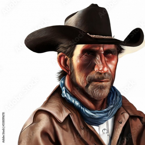 Portrait of an american cowboy in a hat