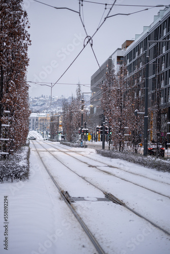 railway in the snow