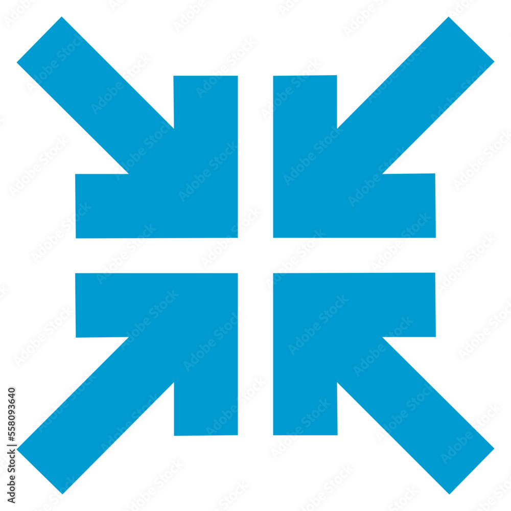 gather four blue arrows icon