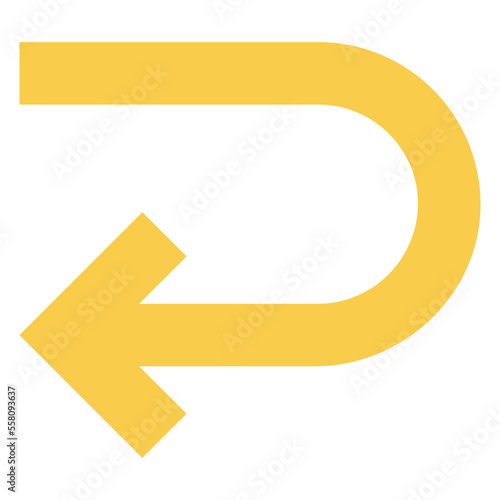 u turn left yellow arrow icon