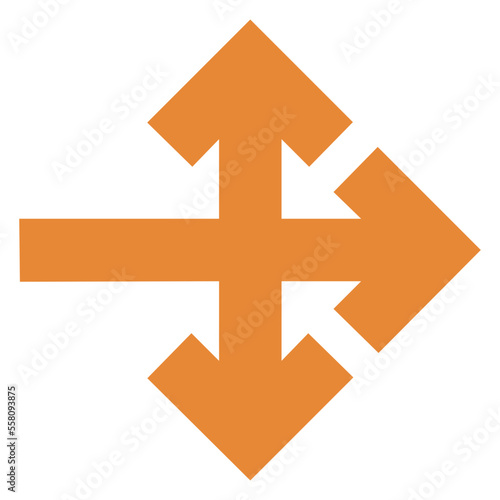 three way orange arrow icon