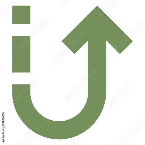 u turn up dash green arrow icon
