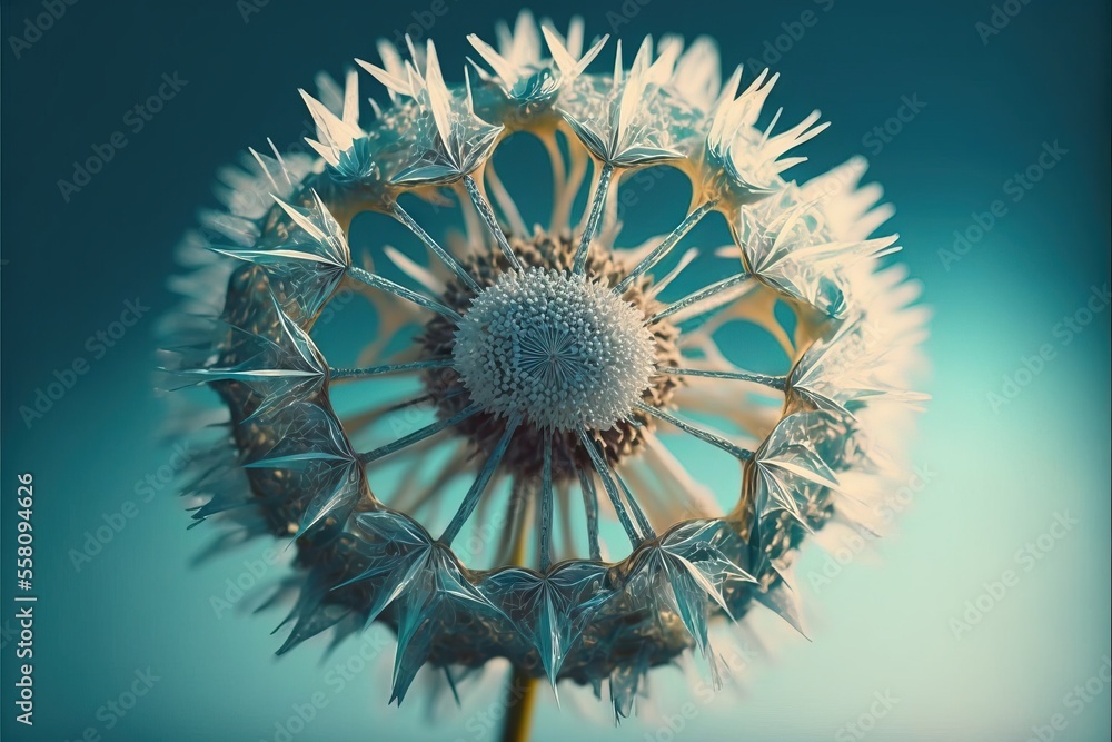a close up of a dandelion with a blue background in the middle of the image is a blurry photo of the dandelion and the dandelion is very blurry. a close up of a dandelion with a blue background in the middle of the image is a blurry photo of the dandelion and the dandelion is very blurry.