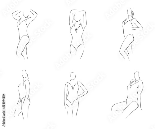 Set of line female body one piece swimwear (ID: 558094810)