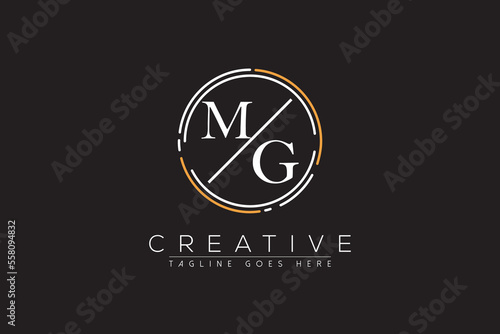 letter mg elegant and luxury Initial with circle frame minimal monogram logo design vector template