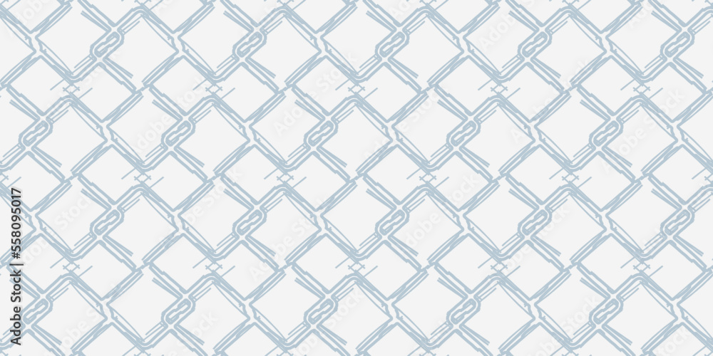 The grid drawn with a light blue felt-tip pen. Vector seamless print for various surfaces. Stylish print for textiles, pillows, notebooks, cups, wallpapers, packaging, digital backgrounds.