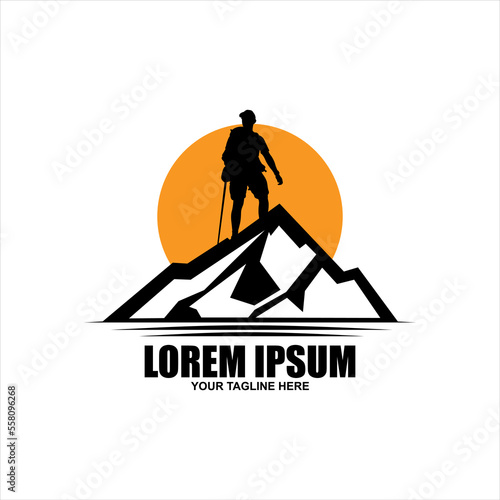 Mountain logo camping and hiking emblem design adventure life