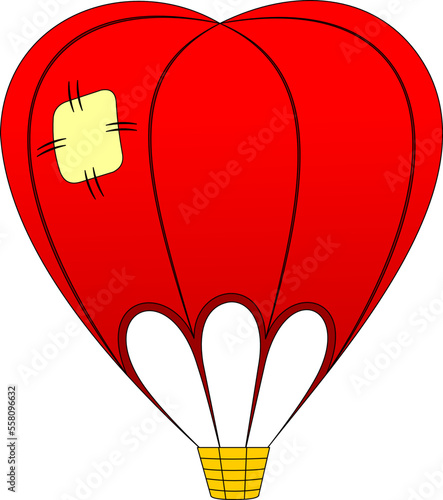 red aerostat with a patch on the dome