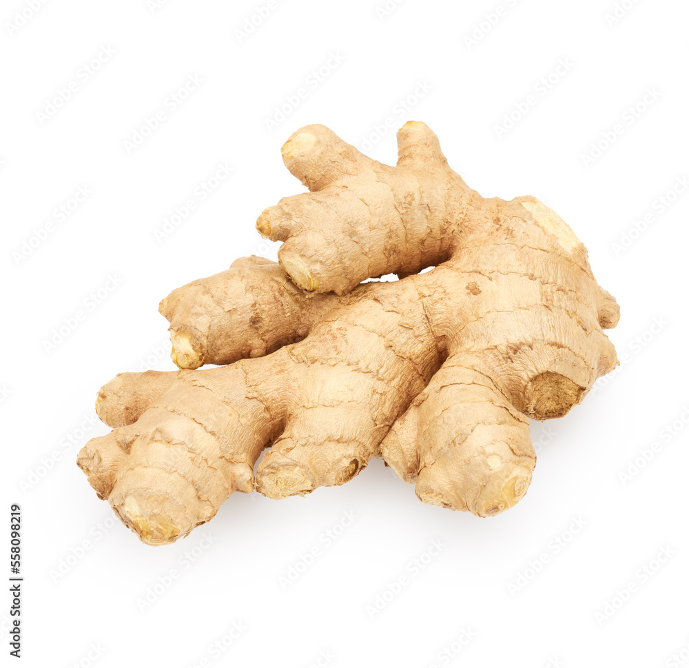 Ginger root isolated on white background. Food ingredient Ginger root isolated on white background. Food ingredient