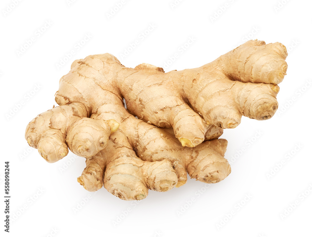 Ginger root isolated on white background. Food ingredient