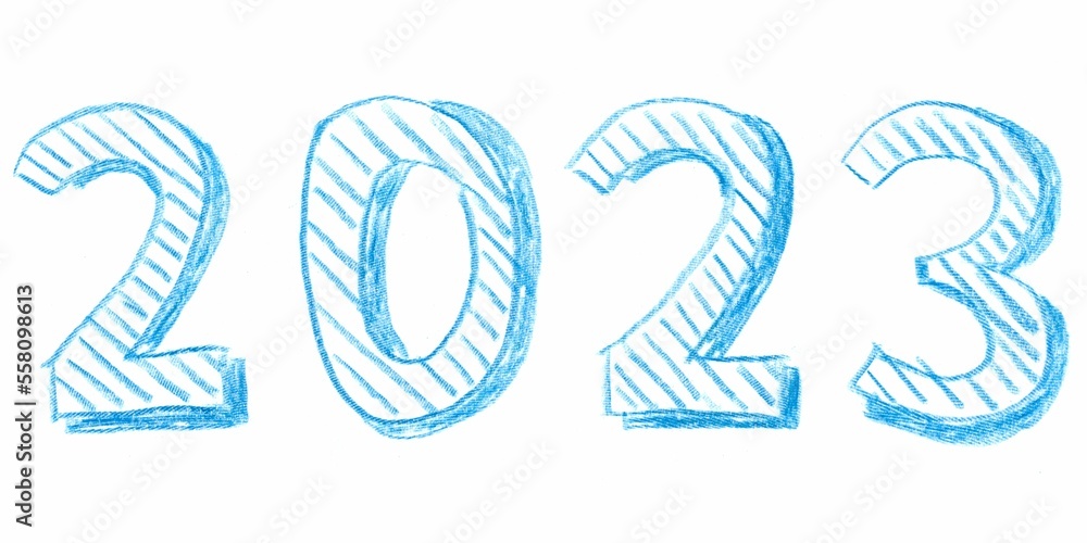 Fototapeta premium handwritten year 2023 isolated over white