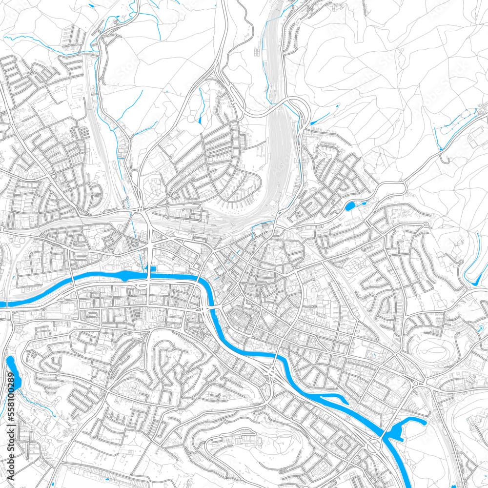Saarbrucken, Germany high resolution vector map