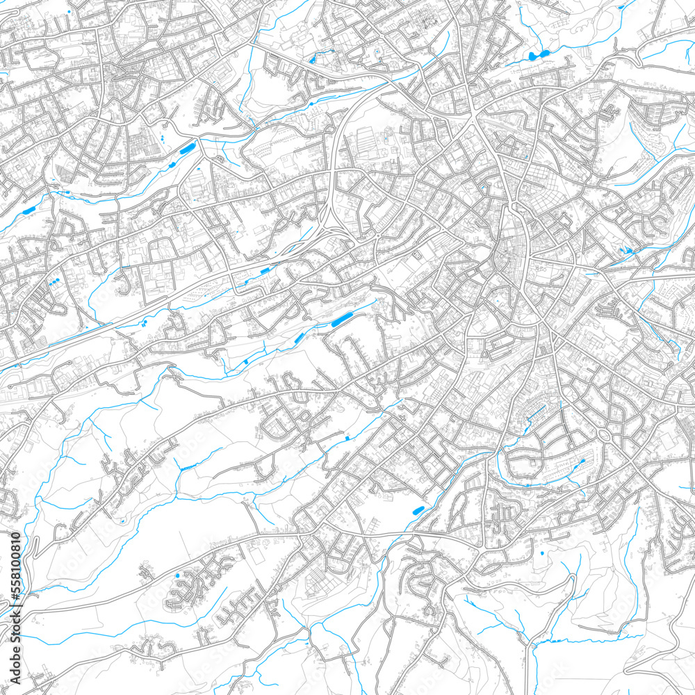 Solingen, Germany high resolution vector map