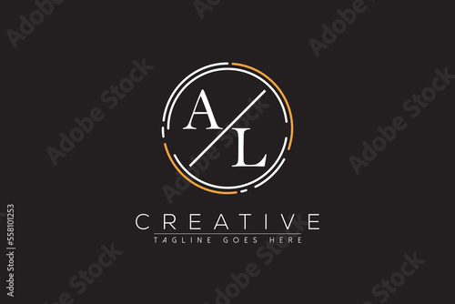 letter al elegant and luxury Initial with circle frame minimal monogram logo design vector template