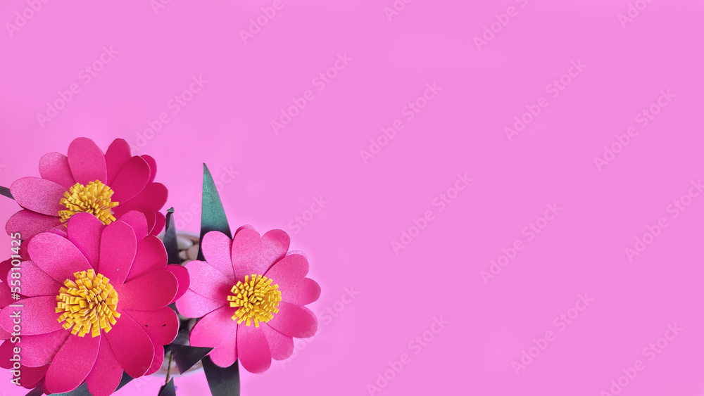 Naklejka premium pink flowers background with girly concept for love, or valentine's theme