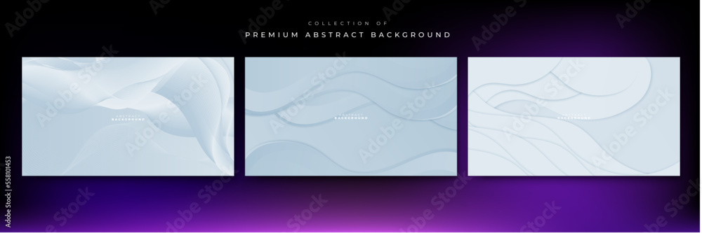 Set of white and light blue abstract background