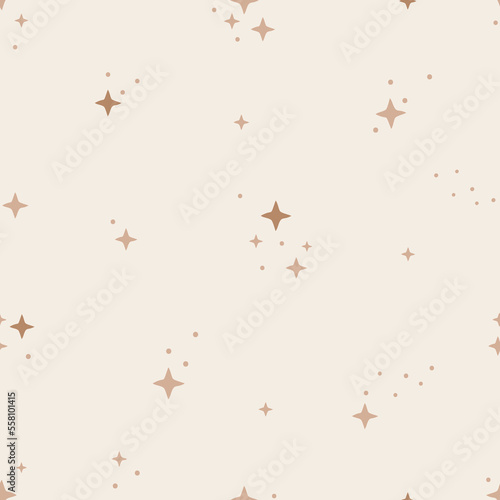 Seamless pattern with stars. Space cosmos night sky textured vector background. Vector illustration, design for kids nursery, paper goods, background, wallpaper, fabric and more