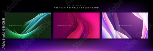 Set of modern abstract background set, minimal template design with wave. Colorful geometric background, vector illustration. © TitikBak