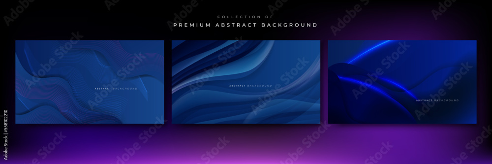 Set of 3d modern wave curve abstract presentation background