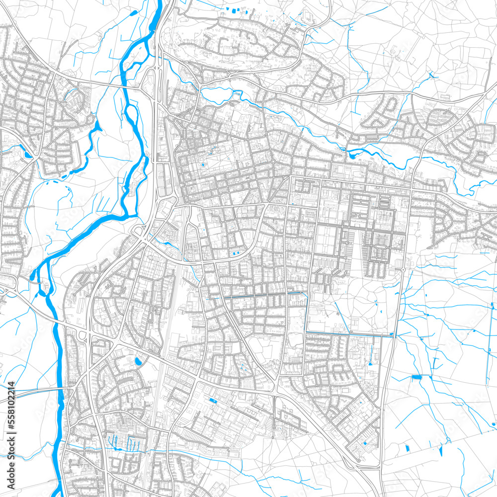 Erlangen, Germany high resolution vector map
