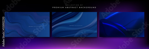 Set of 3d modern wave curve abstract presentation background © TitikBak