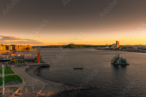 Oslo, Norway, 7 August 2022: Bay of Oslo at sunset photo