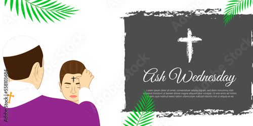 Vector illustration of Ash Wednesday Christian holy day banner