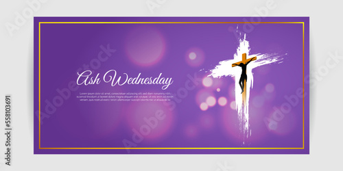 Vector illustration of Ash Wednesday Christian holy day banner