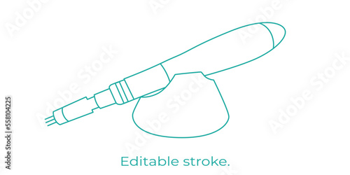 Derma roller, dermapen or mesopen line icon for face treatment. Vector stock illustration isolated on white background. Editable stroke. 