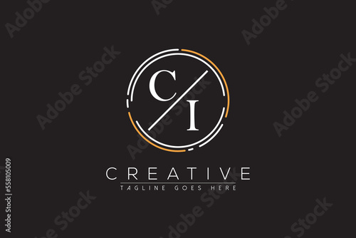 letter ci elegant and luxury Initial with circle frame minimal monogram logo design vector template