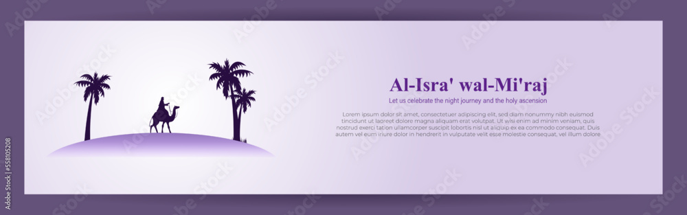 Naklejka premium Vector illustration for Islamic day Al-Isra' wal-Mi'raj means the two parts of a Night Journey.