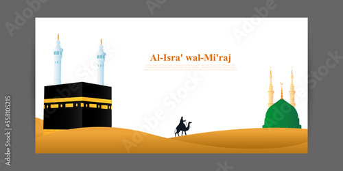 Vector illustration for Islamic day Al-Isra' wal-Mi'raj means the two parts of a Night Journey.