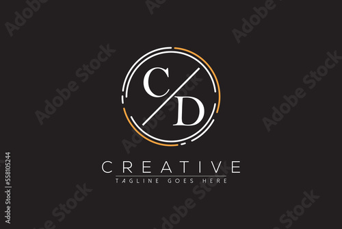 letter cd elegant and luxury Initial with circle frame minimal monogram logo design vector template