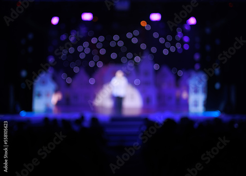 Texture blur and defocus, background for design. Stage light at a concert show in theater. © Kozlik_mozlik