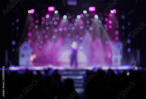 Texture blur and defocus  background for design. Stage light at a concert show in theater.