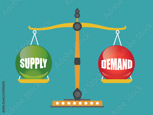 House and Bank balance on the scale. demand and supply on a scale. Business Concept. vector illustration