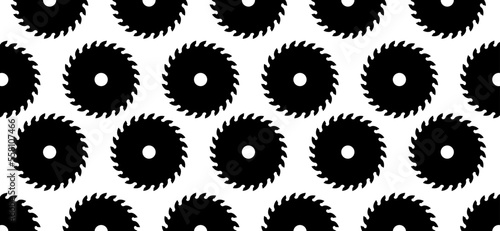 Cartoon circular saw blades icon or symbol. Drawing half sawblade logo. circular saw blade  for woodworking machine, sawing machine. Electric saw, circle. Line pattern. Silhouette, saw blade cut