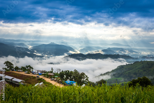 View point of the sea of mist in Mae Sot District, Tak Province, Thailand.