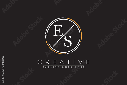 letter es elegant and luxury Initial with circle frame minimal monogram logo design vector template