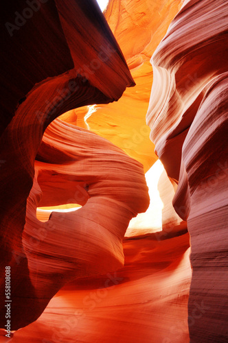 Famous rock formations in the Antelope Canyon. 