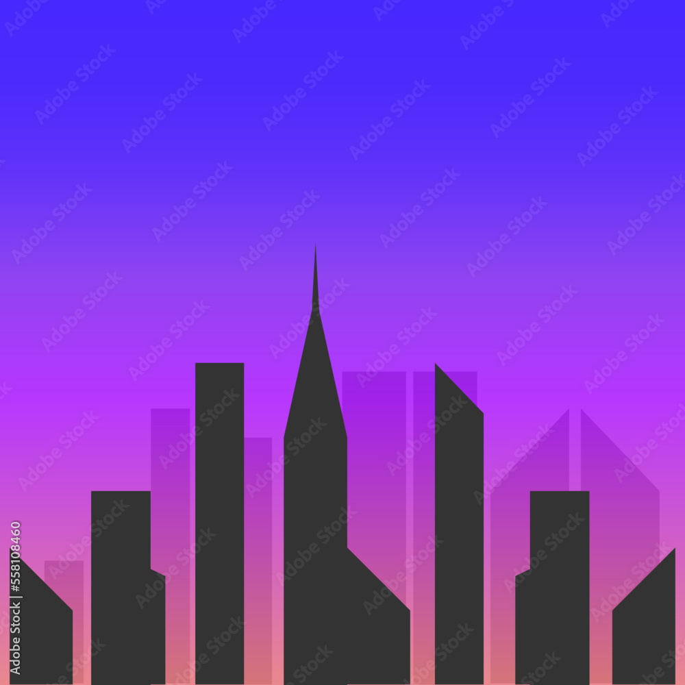 Silhoete city icon. Cityscape background vector ilustration.