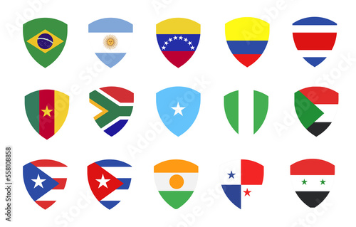 flags in shield frame icons sign design © kromkrathog