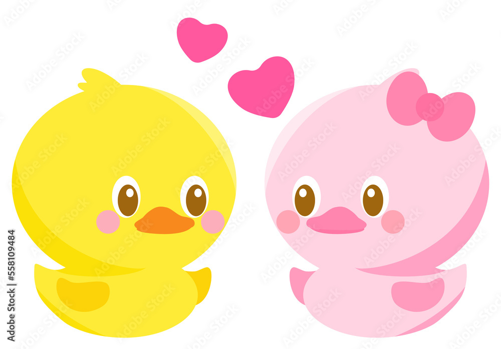 Cute couple rubber duck with heart Cute couple rubber duck with heart