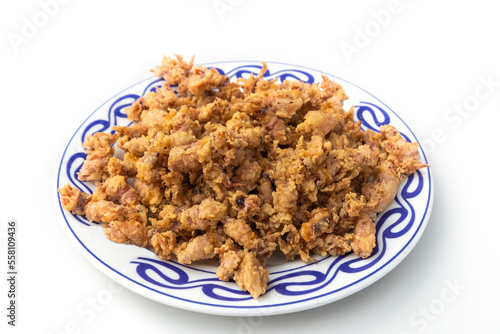 A plate of Puntillitas or little squids, typical food in Spain. photo