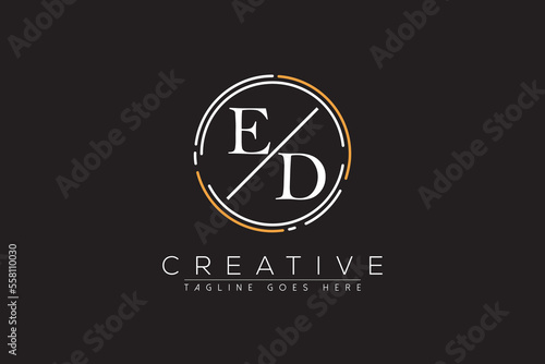 letter ed elegant and luxury Initial with circle frame minimal monogram logo design vector template