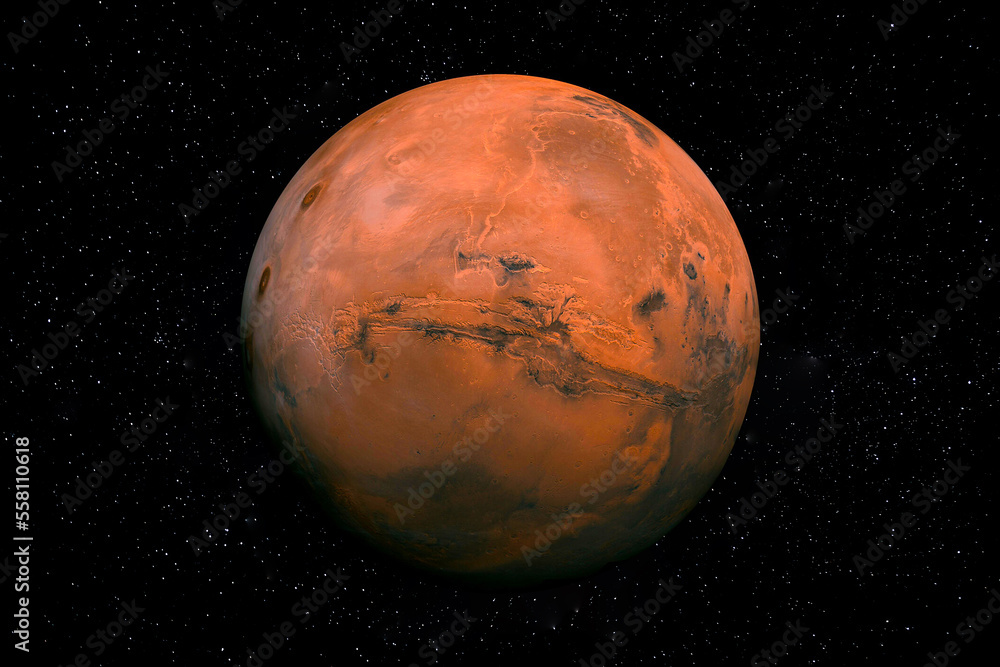 Red Planet Mars in Space surrounded by Stars. This image elements furnished by NASA. Red Planet Mars in Space surrounded by Stars. This image elements furnished by NASA.