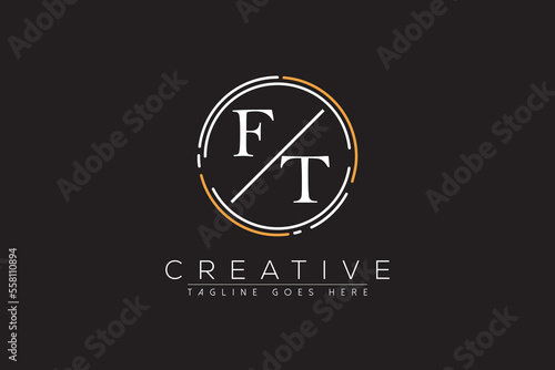 letter ft elegant and luxury Initial with circle frame minimal monogram logo design vector template photo
