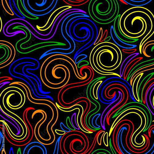 Twisted colorful seamless fantasy abstract line pattern