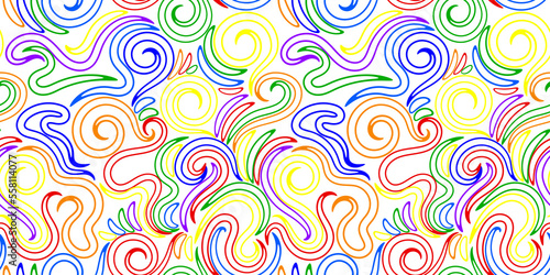 Twisted colorful seamless fantasy abstract line pattern